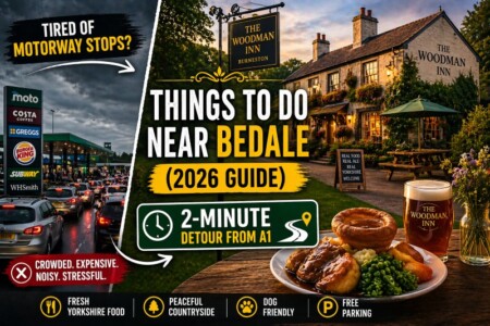 A1 motorway service alternative Bedale countryside pub stop