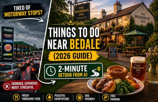 A1 motorway service alternative Bedale countryside pub stop