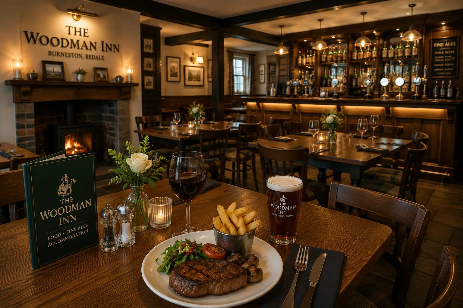 Cozy dining at The Woodman Inn