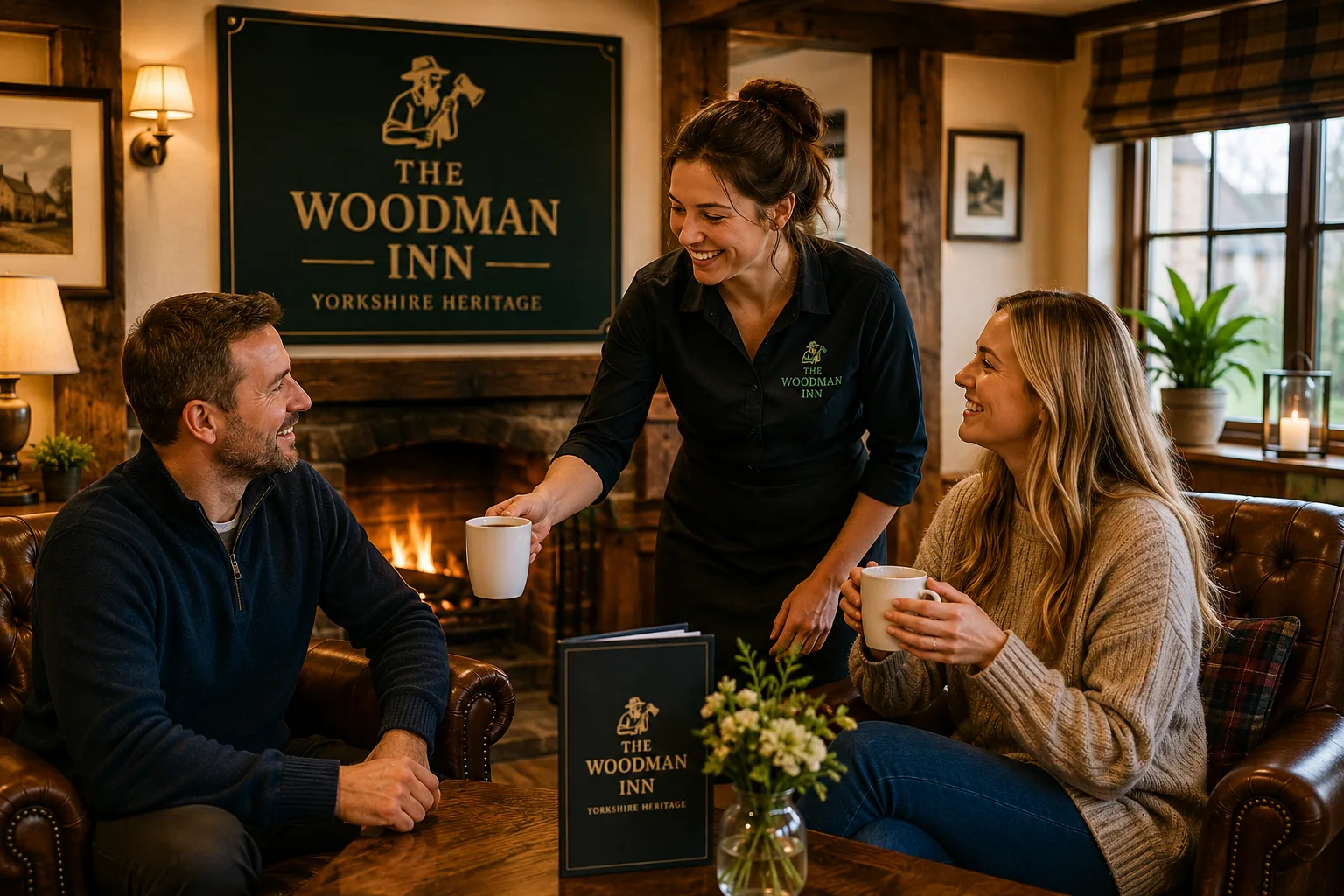 Friendly staff providing personal hospitality service to guests at The Woodman Inn Yorkshire