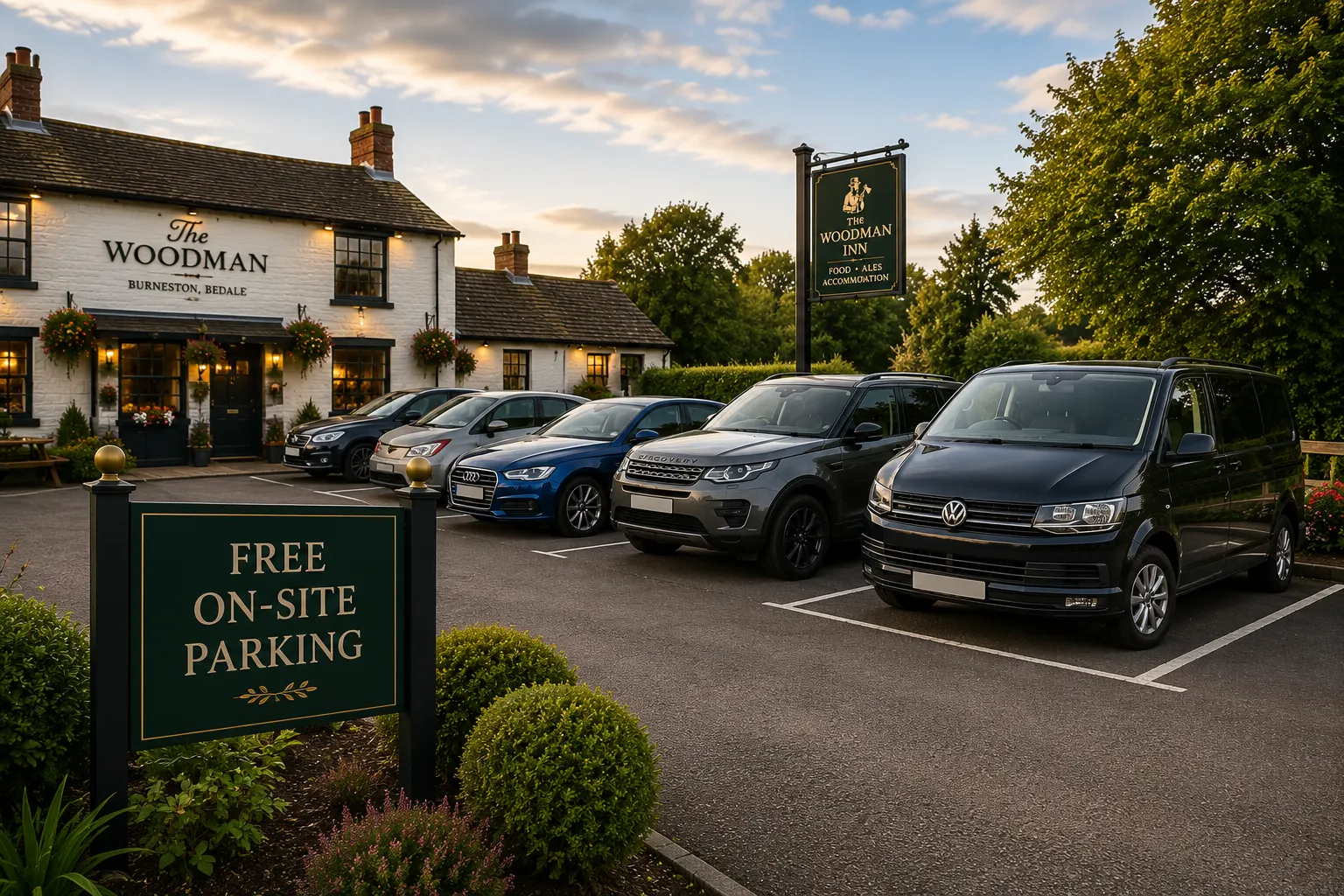 Golden hour at The Woodman Inn