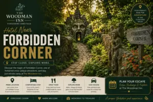 Hotel near Forbidden Corner with comfortable countryside accommodation at The Woodman Inn