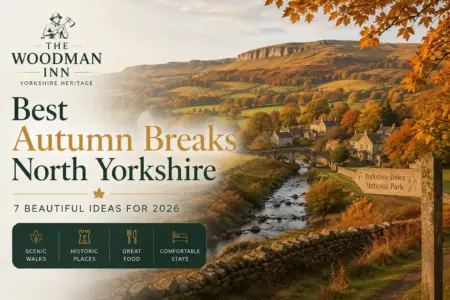 Best Autumn Breaks North Yorkshire countryside in autumn near The Woodman Inn